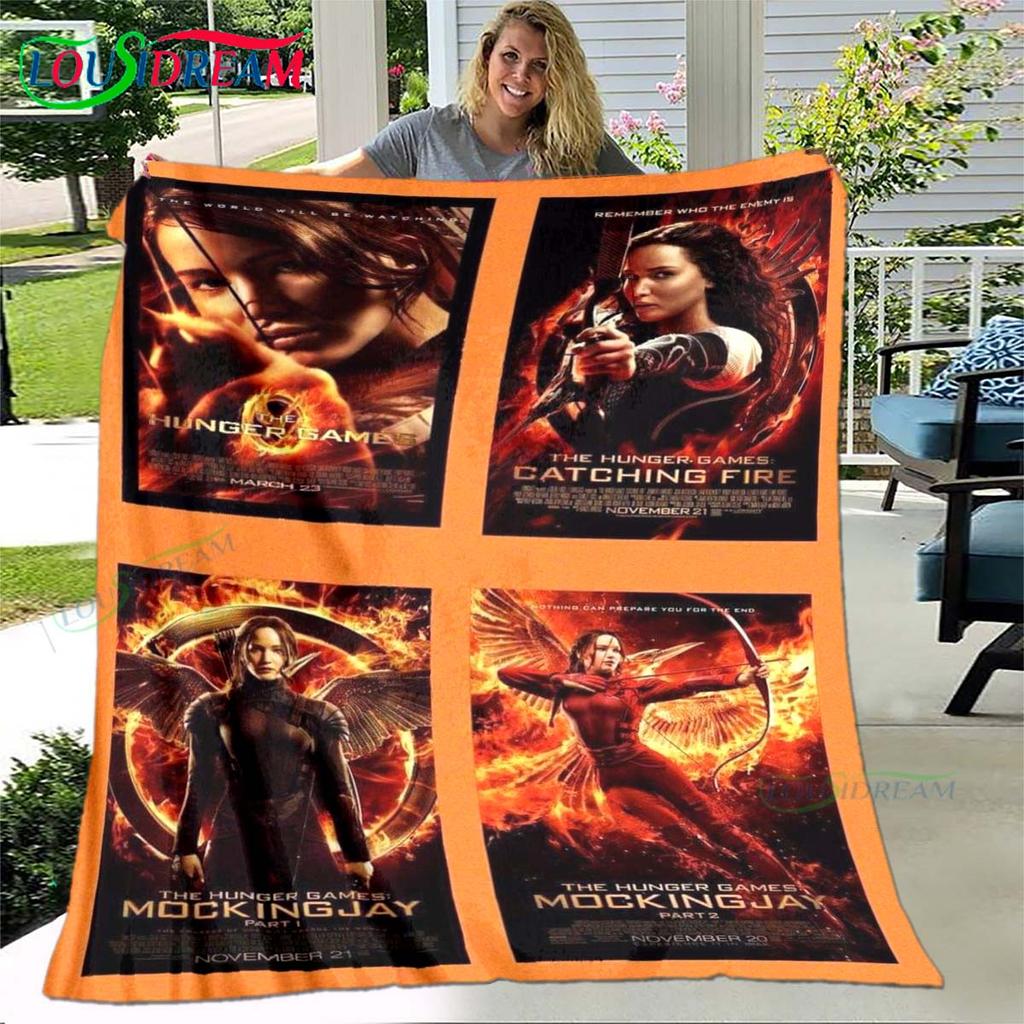 Hot Fashion The Hunger Games Pattern Blanket Flannel Thin Blanket Portable Home Travel Office Lunch Break Blanket Birthday Gift