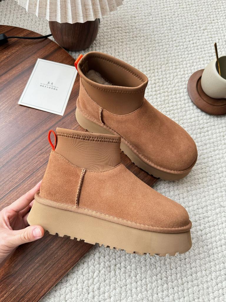 Thick-soled snow boots women's elastic cloth Sangpo fur integrated heightening deep wool velvet boots warm cotton shoes winter