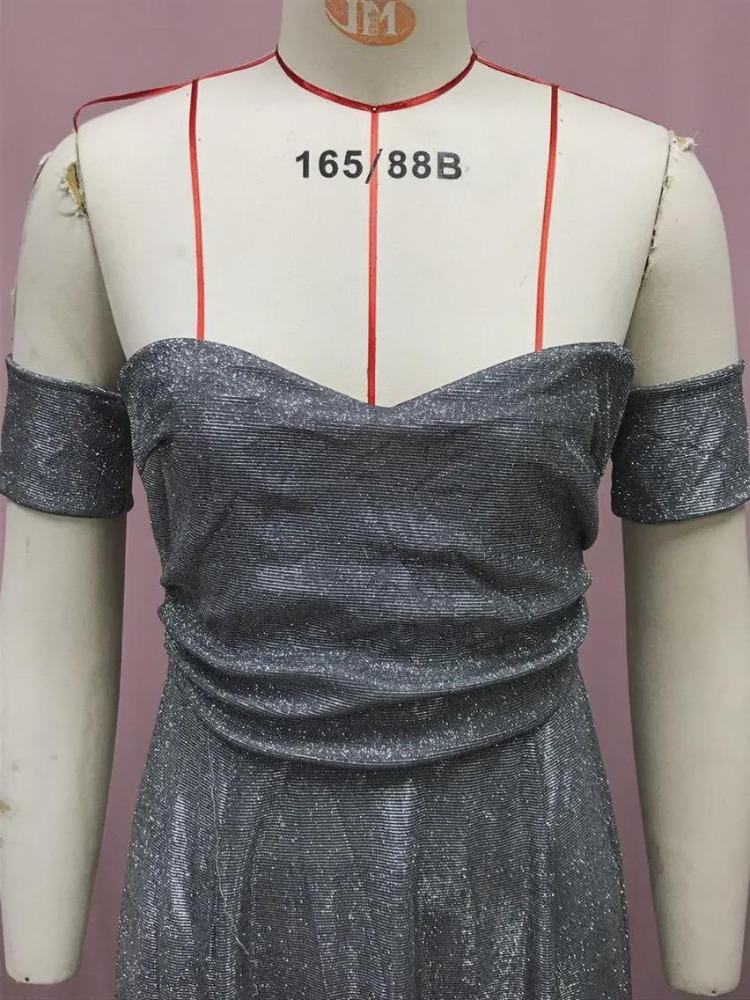 Elegant European American Style Women Sequin Slit Tube Top Gown 2025