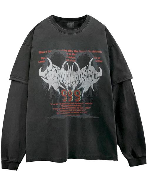 Librener Dtg Металл Оверсайз Пигментный Многослойная Футболка Угольный Charcoal/M