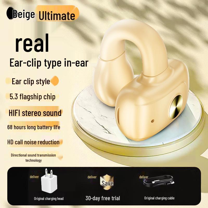 Mini Wireless Bluetooth Ear Clip: Sports Noise-Canceling Earphones with Long Battery Life