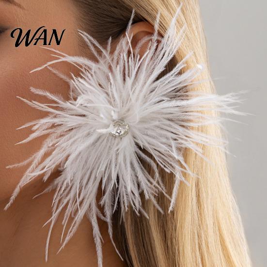Date Night Earrings 1 Pair Feather for Women, Bohemia Tassel Rhinestone Drop Earrings, Dangle Party Jewelry Gift Wear