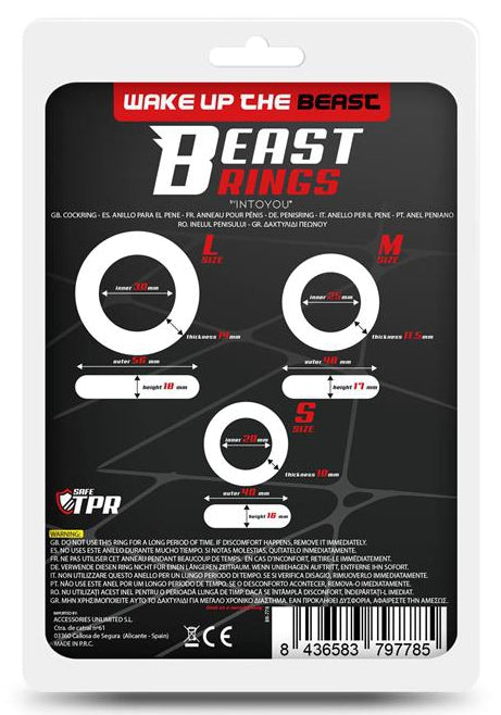Pack of 3 Beast Rings Transparent Flexible Cock Rings - Beast Rings - Flexible Cockrings