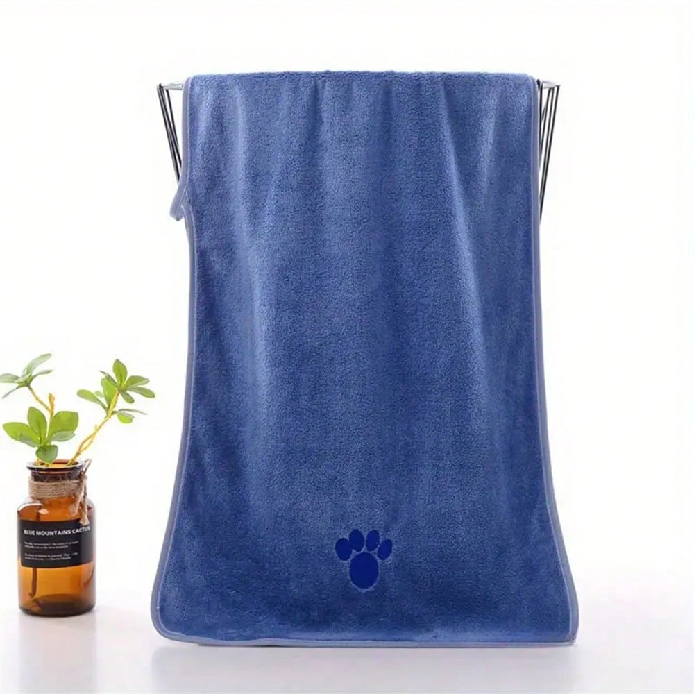 Microfiber Pet Bath Towel for Dogs Cats, Quick Dry Absorbent Paw Print Embroidery Pet Grooming Towel