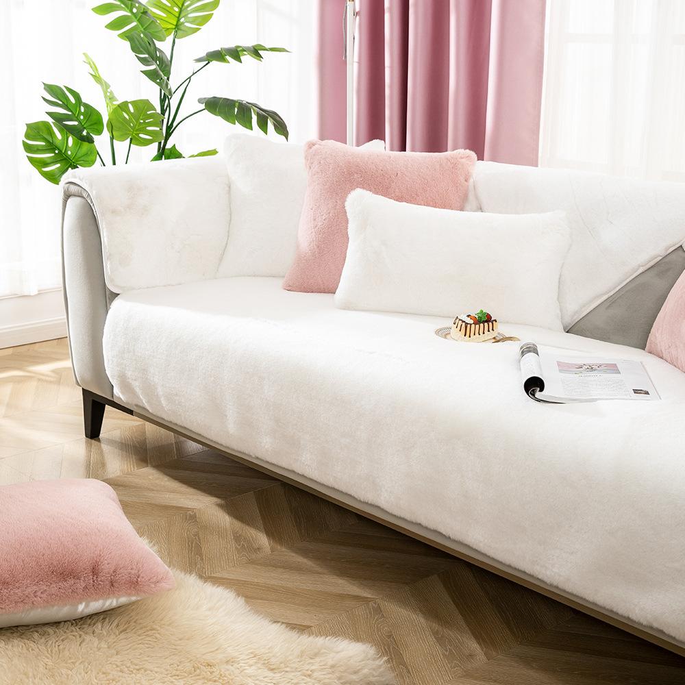 Rushed Modern European High-grade Luxury Thicken Plush Sofa Cover Solid Color Good Hand Feeling Towel Mat Anti-slip Bay Window