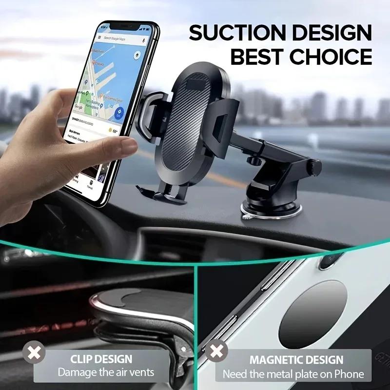 1PCS Car Phone Holder Smartphone Mount Stand GPS Telefon Mobile Cell Support For IPhone 16 15 14 13 Pro Max Xiaomi Samsung