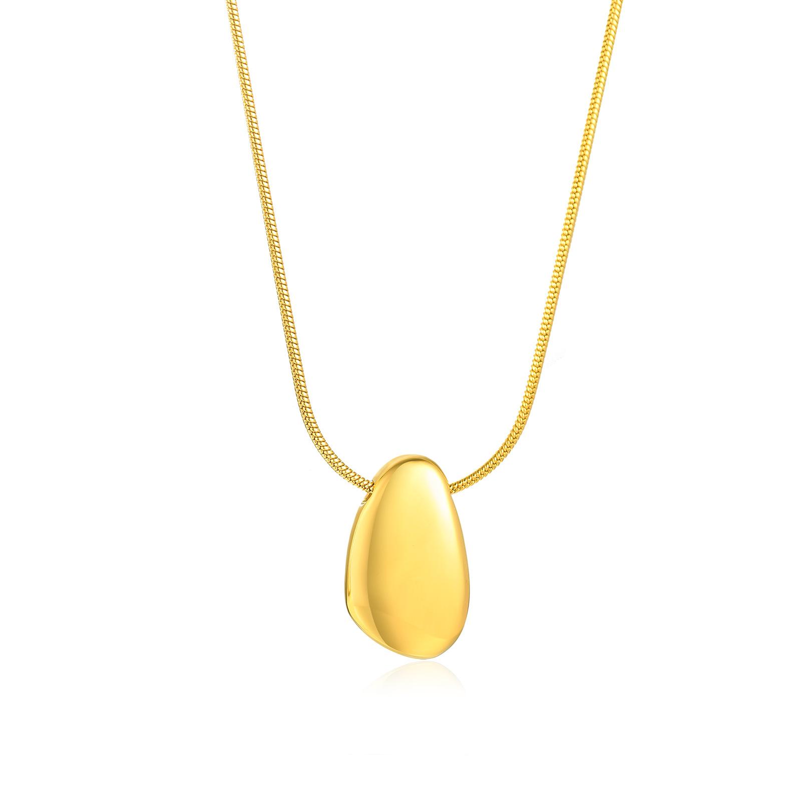 Fashion Custom Geometric Irregular Oval Pendant Choker Stainless Steel Blank Gold Plated Oval Pendant Necklace for Women золотой