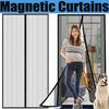 Magnetic Snap Screen Door Curtain, Polyester Meshes Frame Hook, Fit Door Up To 210cm
