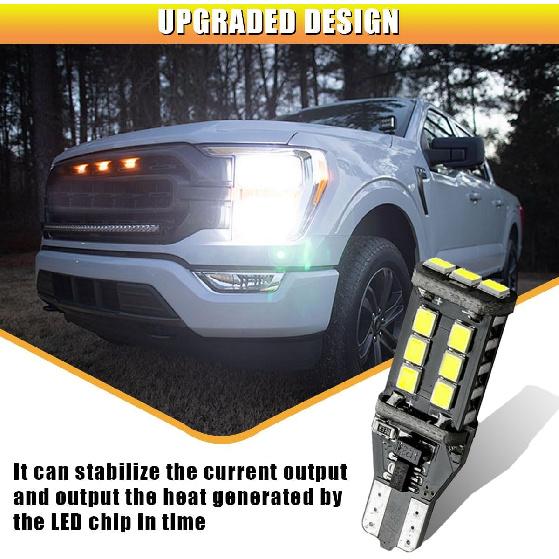 Car T15 LED Backup Reverse Light, 12V 6500K 5W High Bright Brake LED Bulb, 912 921 W16W Decoding Lights with 3030SMD Chip, Reverse Light Bulb