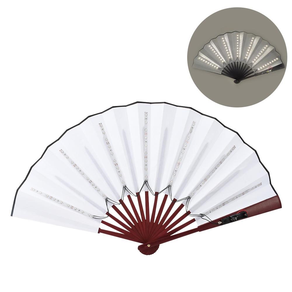 

Foldable Hand Fan With Led Light Glowing Fluorescent Discoloration Fan For Night Performance Dj Bar Club Room Party Decor