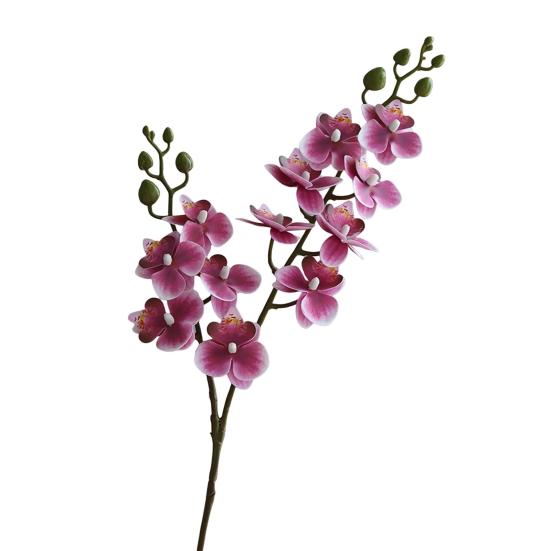 Artificial Moth Orchids 2 Fork Realistic Fake Silk Flower Wedding Party Home Office Table Centerpiece Faux Phalaenopsis Floral Branch Decoration