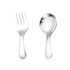 410 Stainless Steel Portable Spoon Fork Short Handle Fork Spoon Student Eating Dessert Round Spoon Fork Mini Cutlery