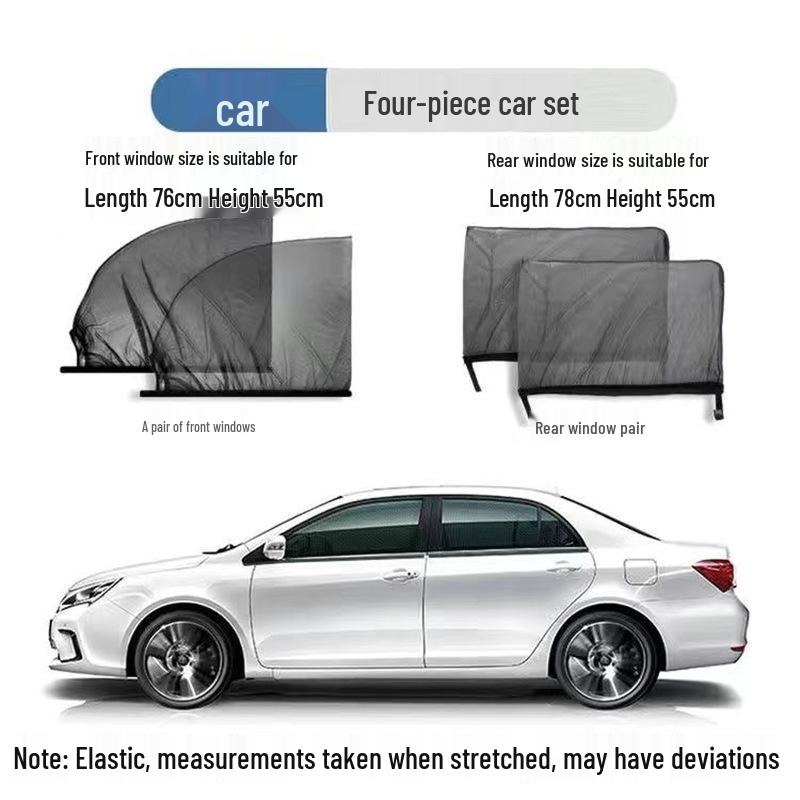 Universal Car Window Sunshade with Anti-Mosquito Screen and Heat Insulation