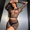 Sexy Porn Lingerie Suits Transparent Mesh Stretch Seductive Top Booty Shorts Plus Size Tactical Pajamas Network Bondage Kit
