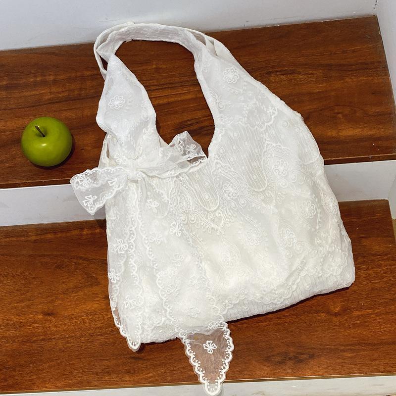 Commuting Lazy and Fresh Korean Version Tote Bag Women's Large-capacity Versatile Lace Premium Sense Casual Shoulder Bag