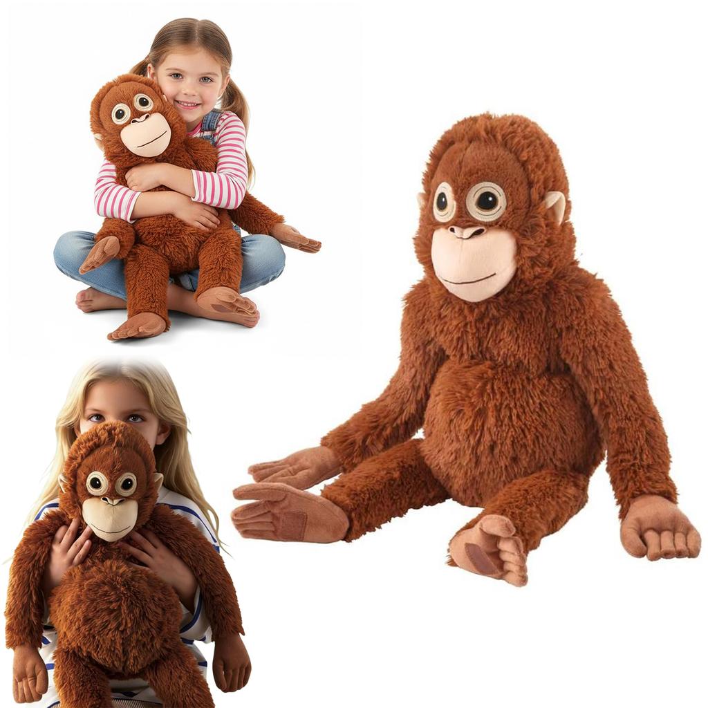 66cm Soft Stuffed Orangutan Plushies Large Monkey Plush Doll Realistic Cuddly Animal Toy for Bedroom Living Room Home Decor