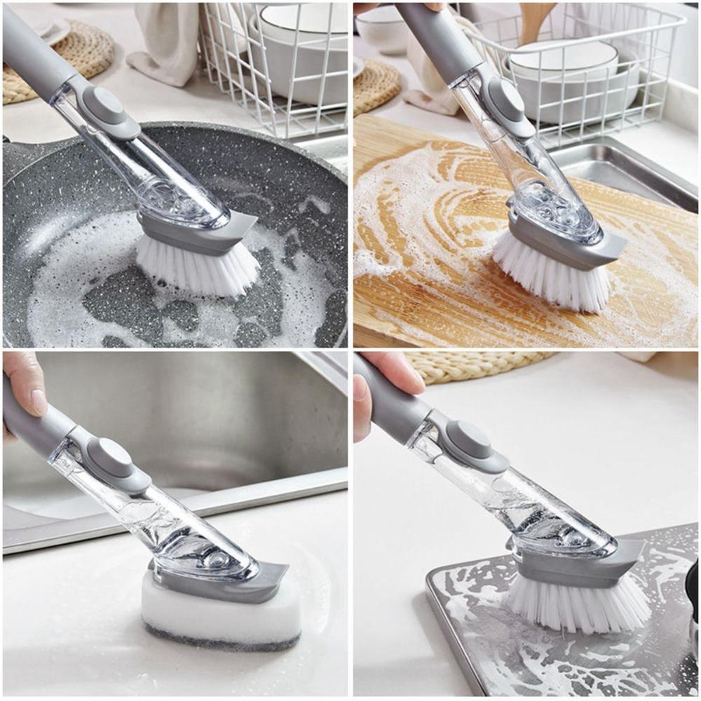 Kitchen Dishwashing Refillable Multifunctional Sponge Dish Scrubber Brush Scrub Cleaner