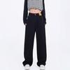 Jeans Noirs Droits Taille Haute pour Femmes en Forme Poire - Coupe Ample, Grandes Tailles, Automne/Hiver