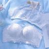 Small Chest Push-up Anti-sagging Lace Underwear Top Lift Thin Strapless Invisible Non-slip Bra Set