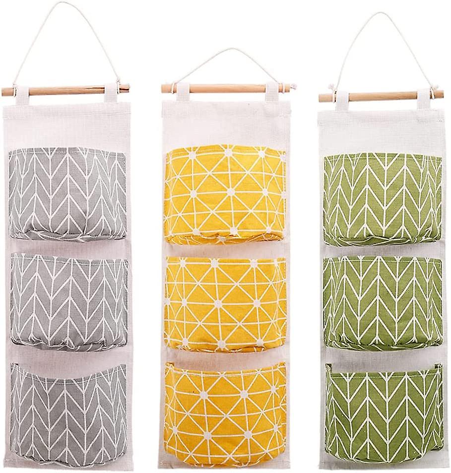 

Подвесная сумка для хранения в настенном шкафу, 3 шт. Водонепроницаемый органайзер над дверным шкафом Подвесной карманный органайзер из льняной ткани с 3 карманами для спальни, Ба 3 pcs