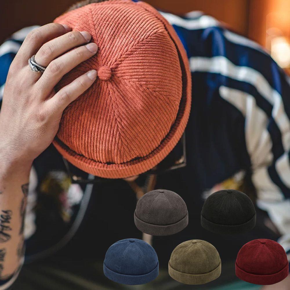 Vintage Brimless Dome Hats Unisex Fashionable No-Brim Cap Stylish Headwear for All Seasons Skullies Beanie Solid  Docker Cap