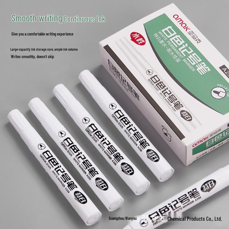 Waterproof White Acrylic Highlighter Pen - Long & Broad Tips, Extra Bold for Art & Outlining.