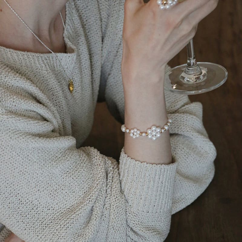 EIGHTMORE flower pearl silver bracelet