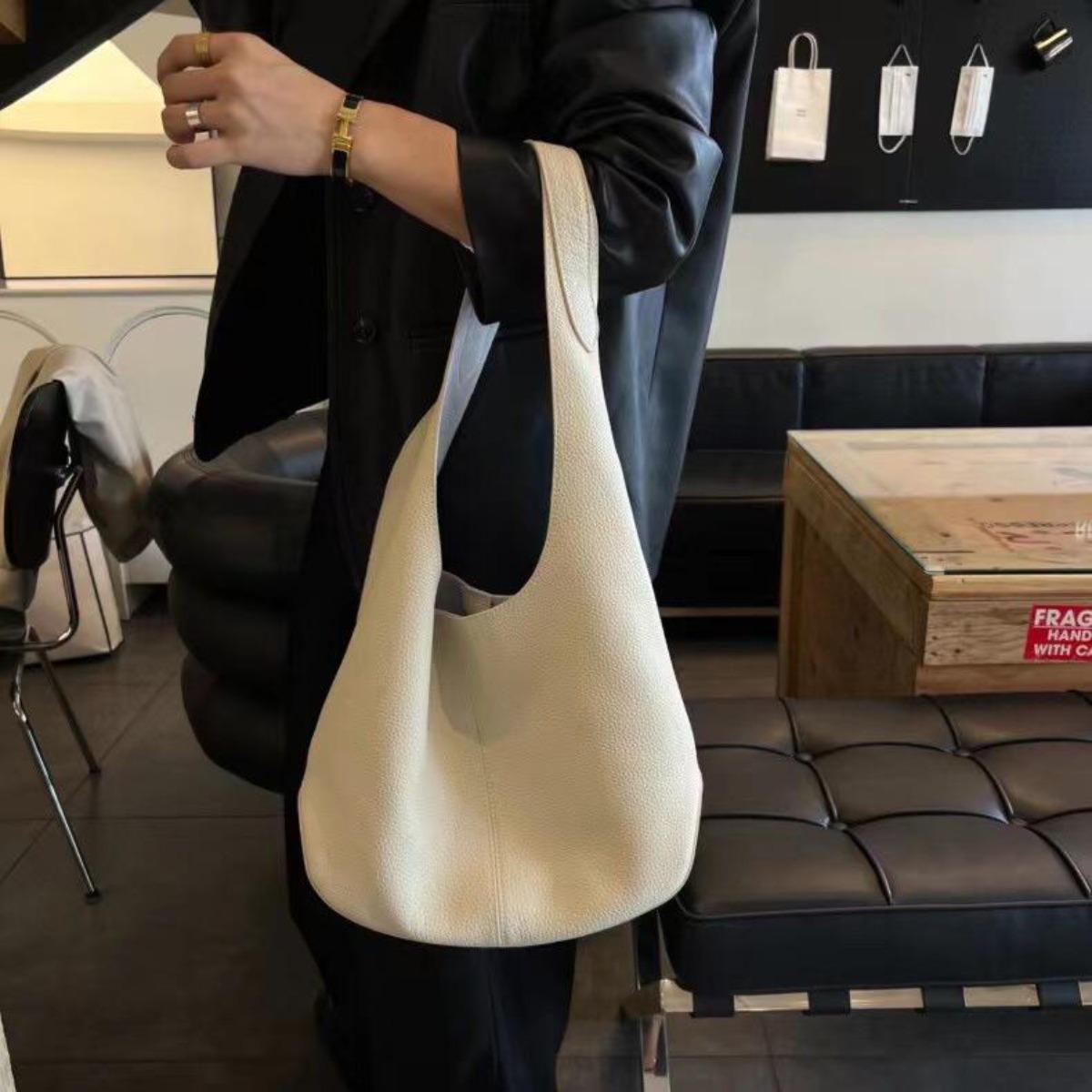 

Bag women s new cowhide fashion bucket bag lazy wind large capacity tote bag high sense underarm shoulder bag tide