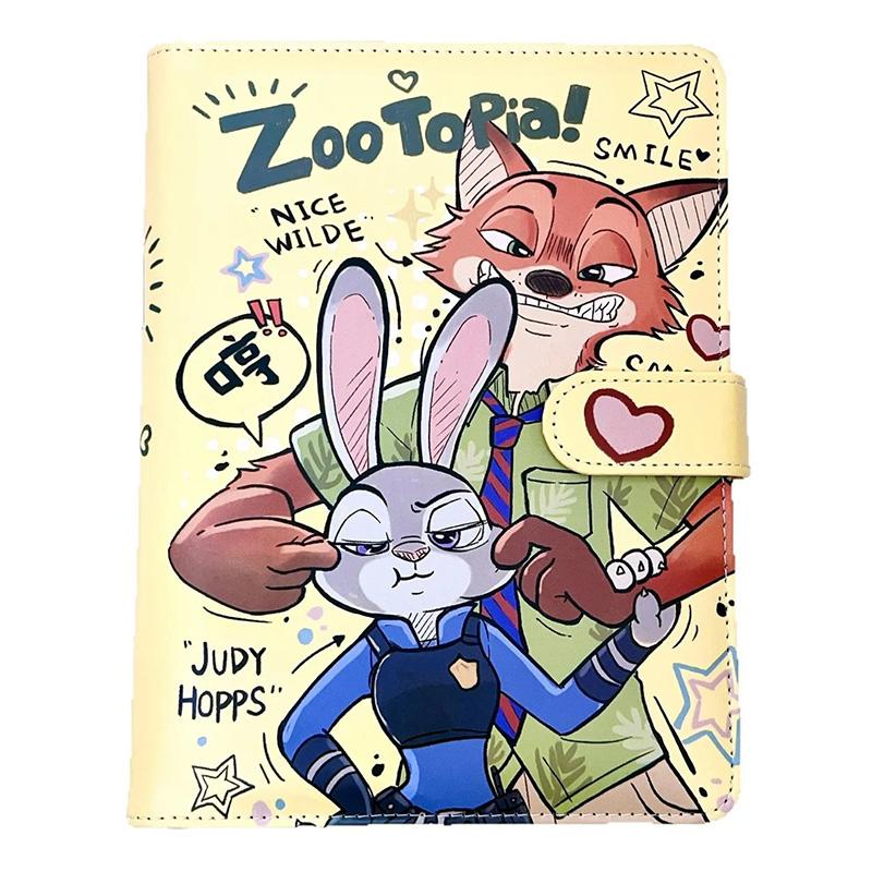 

Cute And Charming Judy Nick Fox A6 Notebook Zootopia Anime Peripheral Products Gentle Leather Magnetic designed for OfficeandSchool Supplies Gifts
