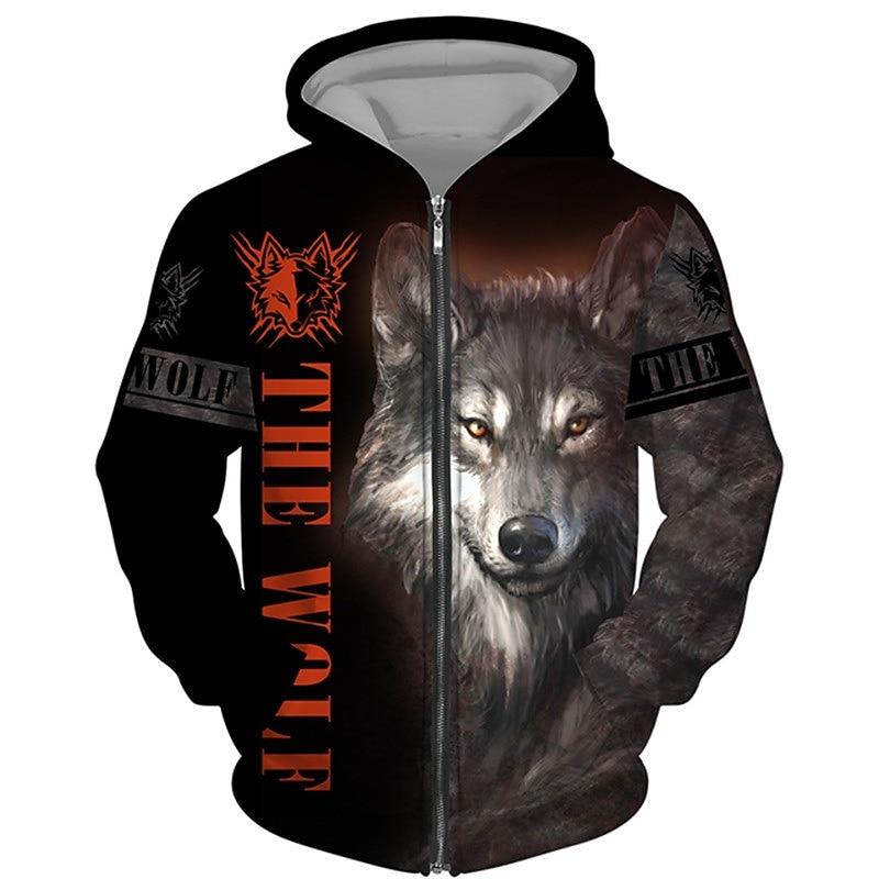 Animal Wolf 3D Print Hoodies Unisex Casual Fashion Streetwear Oversized Sweatshirts Zipper Hoodie Tracksuit