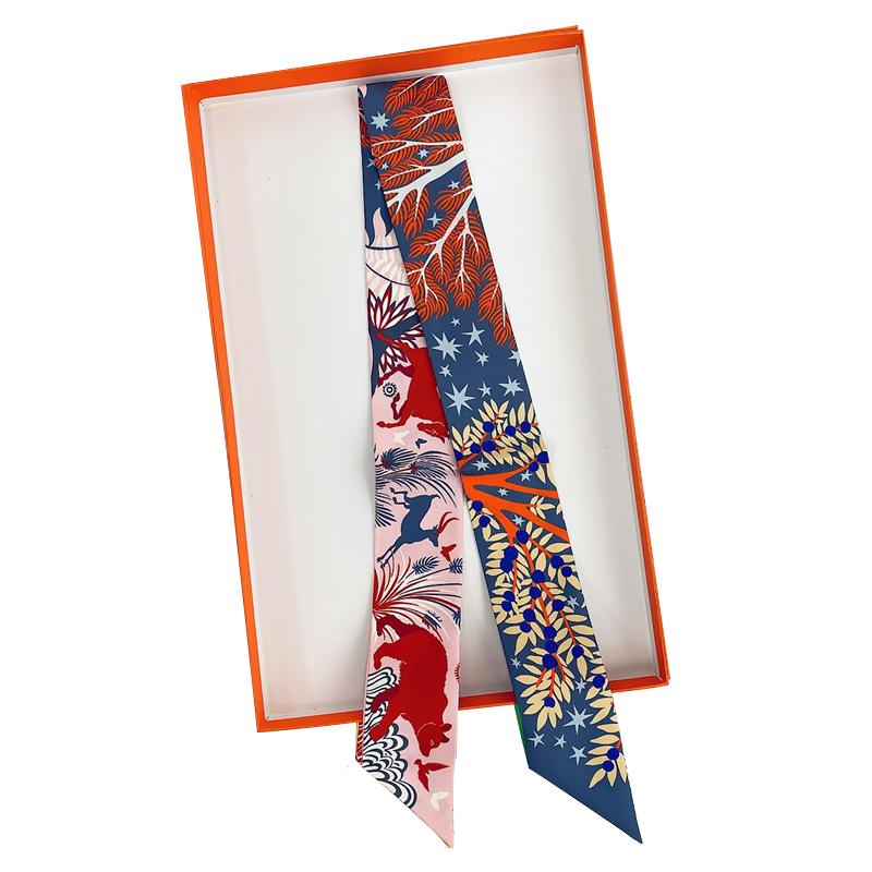 2025 Brand Design Horse Animal Women Mulberry Silk Scarf Luxury Scarves Headband Foulard Skinny Bag Wrap Scarves Neckerchief