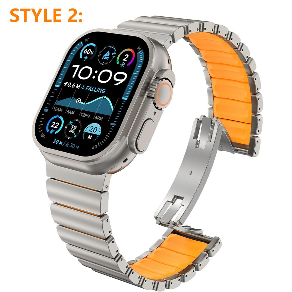 Titanium Fluoroelastomer Rubber Band for Apple Watch Ultra 3 2 49mm Series 11 10 46mm Strap for Iwatch 9 8 7 6 5 SE 3 44mm 45mm