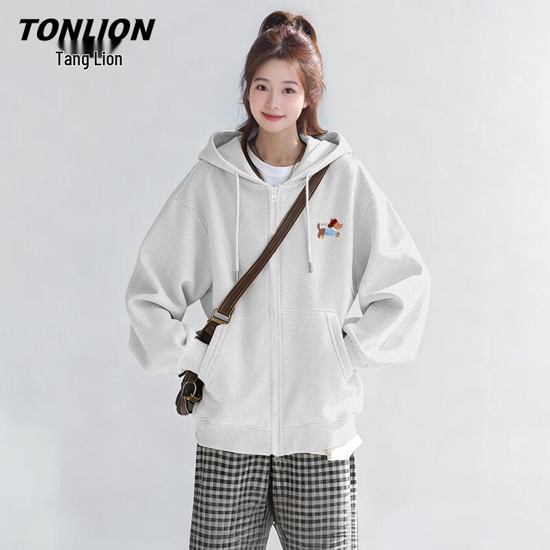 TonLion Women s Hooded Zip-Up Sweatshirt L