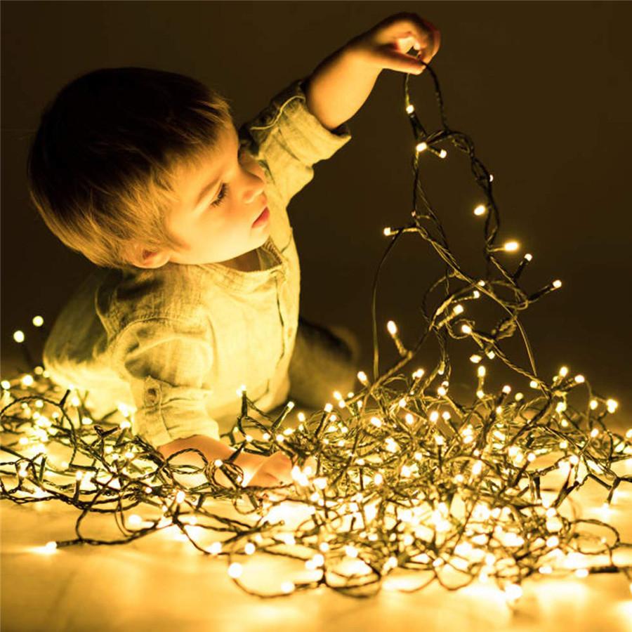 Thrisdar 8M 50M 100M Led Christmas Fairy String Light Outdoor Black Wire Wedding Party Holiday Christmas Tree Garland Light