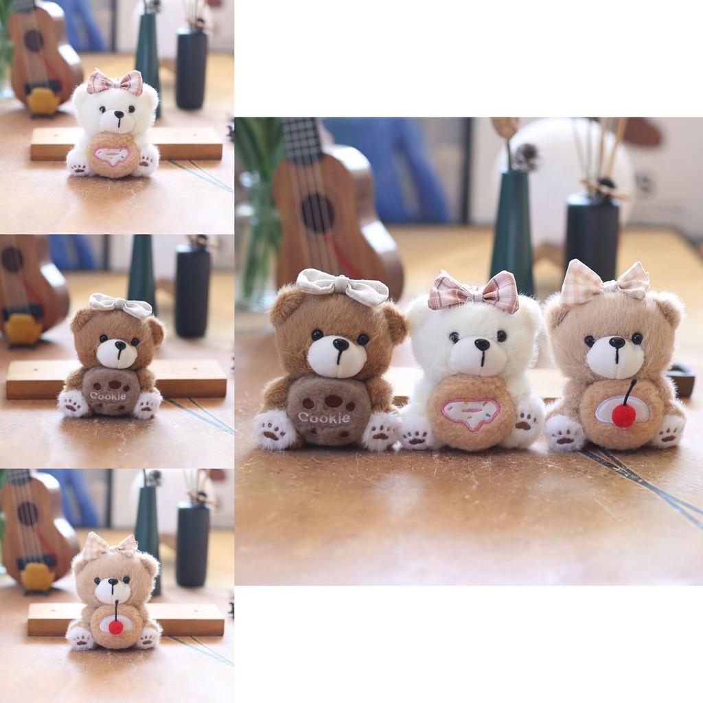 Adorable Cute Bear Plush Toy Keychain Soft Short Plush Cookie Bear Pendant