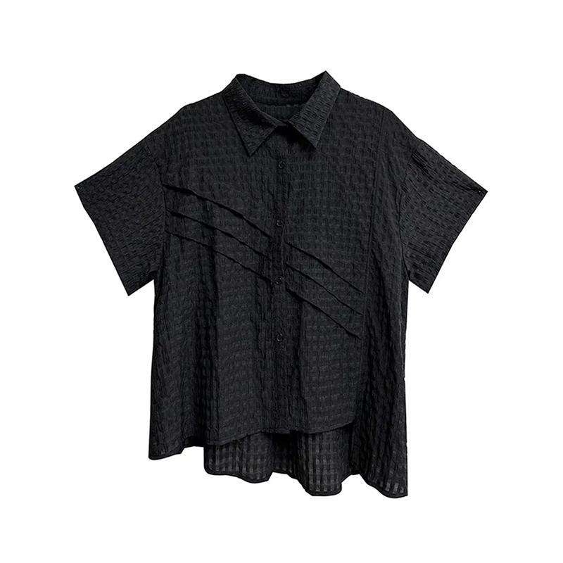 

XITAO Asymmetrical Patchwork Shirt ZMY1052 One Size чёрный