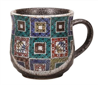 Kutani Ware Iwataya Mug with Stone Pavement Design K9-918