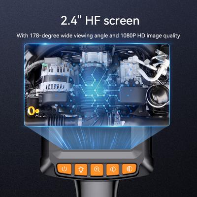 Industrial Endoscope Camera 2.4Inch IPS Screen HD1080P Borescope Inspection Camera for Car Pipe Sewer 8mm IP67 Waterproof 8Leds