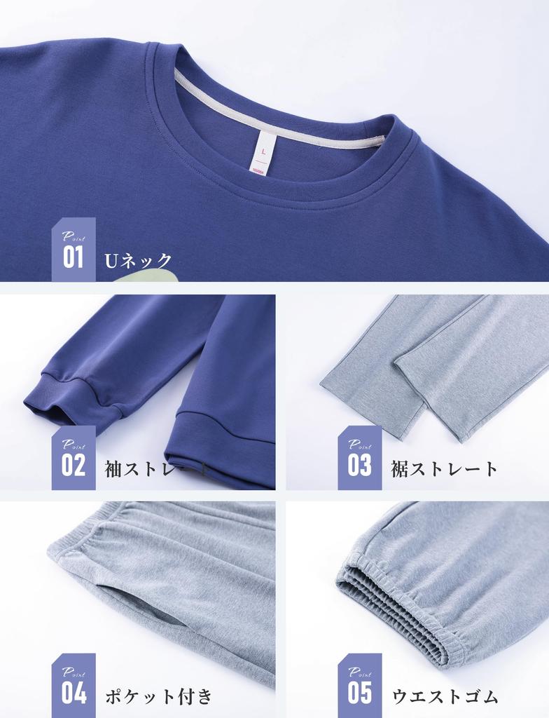 MiniZaru Long Sleeve Loungewear Pajama Set Size Women's (Blue, 228, Medium)