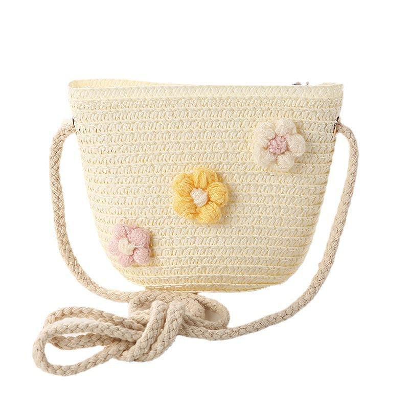 Kids Girls Flower Summer Caps Fashion Children Sunscreen Sun Hat Straw Hat Bag for Beach Baby Accessories for 2-8 Years Kids