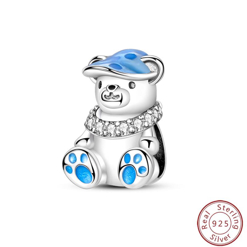 Süßes Kupfer Zirkuskleid Blumen Plüsch Junggesellenhut Bärenanhänger Perlen 3mm DIY Schmuck