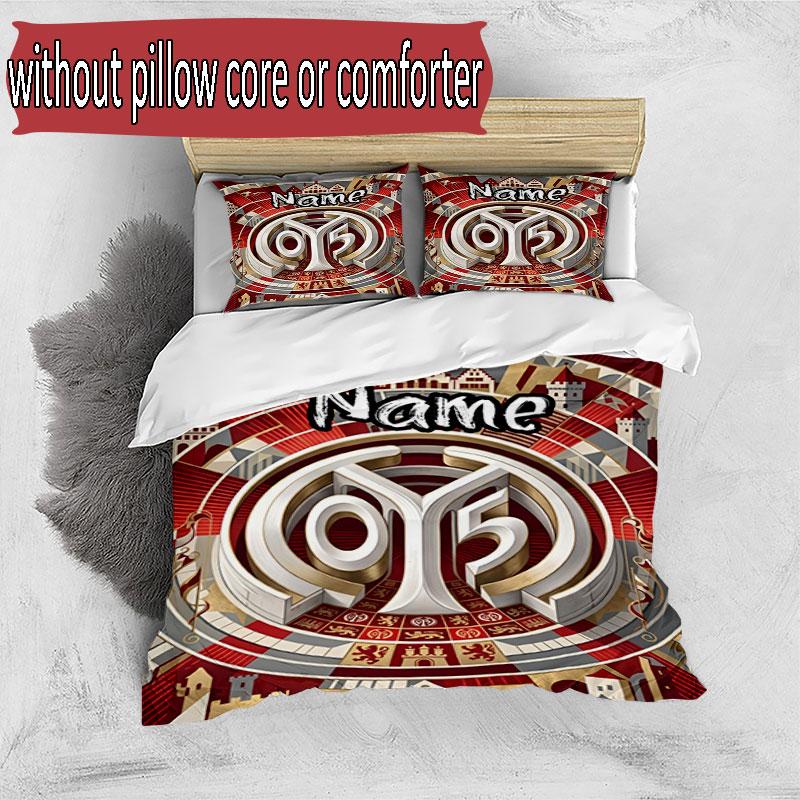 3pcs Duvet Cover Set (1*Duvet Cover + 2*Pillowcase, Without Core), Custom Name 05 1FSV Mainz 05 Pattern Bedding Set, Home Bedroom Decor Gift