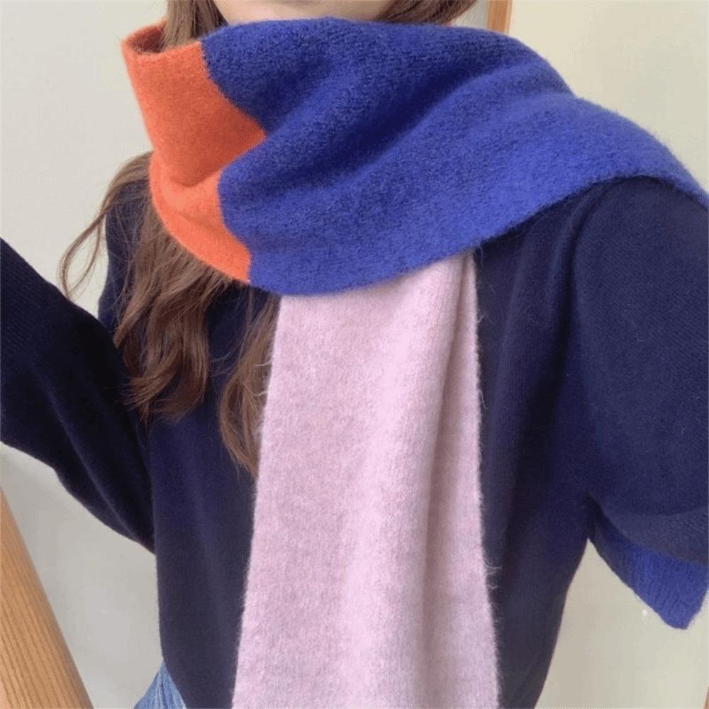 Neckwarmer Patchwork Color Scarf Wraps Winter Neck Scarf Soft Cashmere Shawl  Autumn/Winter