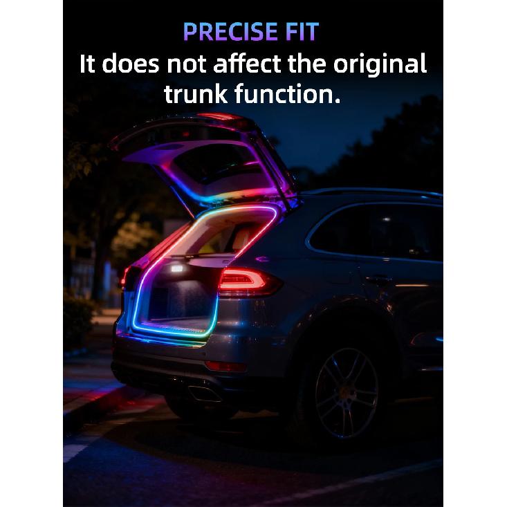 4M Car Trunk LED Strip Light RGB Rainbow Dynamic Chasing Light Universal Auto Trunk Decoration Exterior Interior LED Light 12V