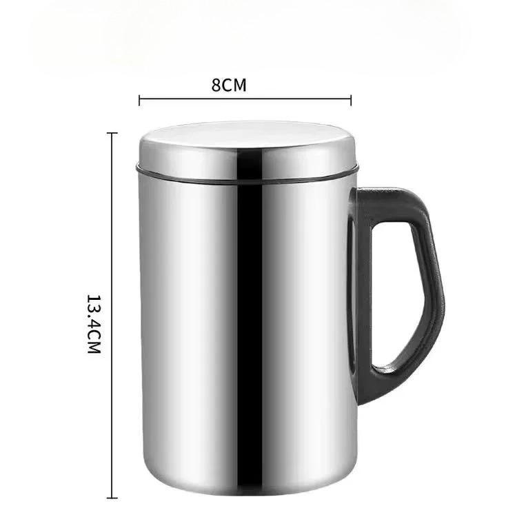 

350/500 мл кофейная кружка с двойными стенками, защита от ожогов, изолированная портативная чашка из нержавеющей стали для питья, полировка пива, чая, сока 500ml серебряный