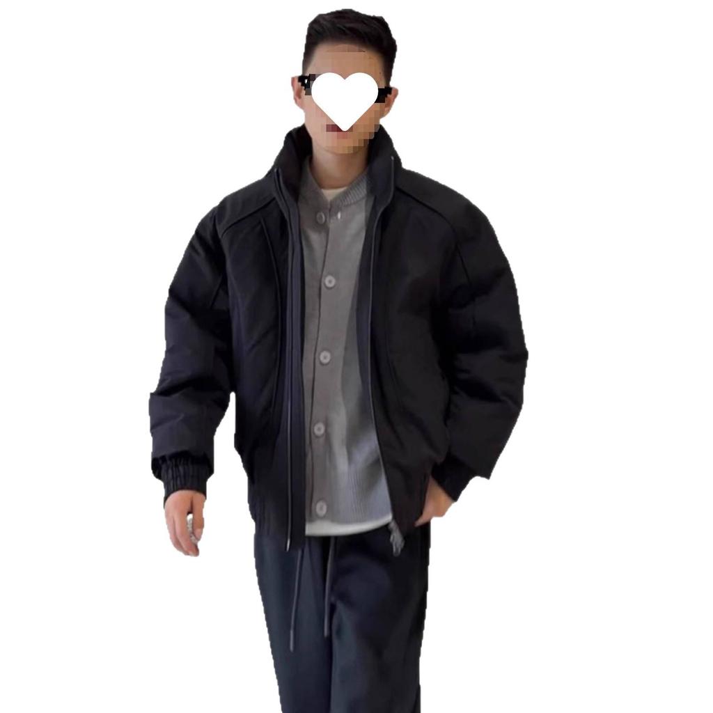 2025 m. madingas vyriškas retro amerikietiško stiliaus bomber baltas pūkinis švarkas