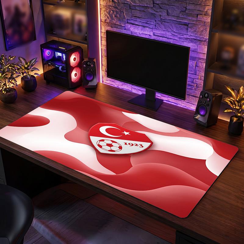 Turkey Football Crest Mouse Pad, Extended Non Slip Rubber Desk Mat for Gaming Office Laptop Fan Gift