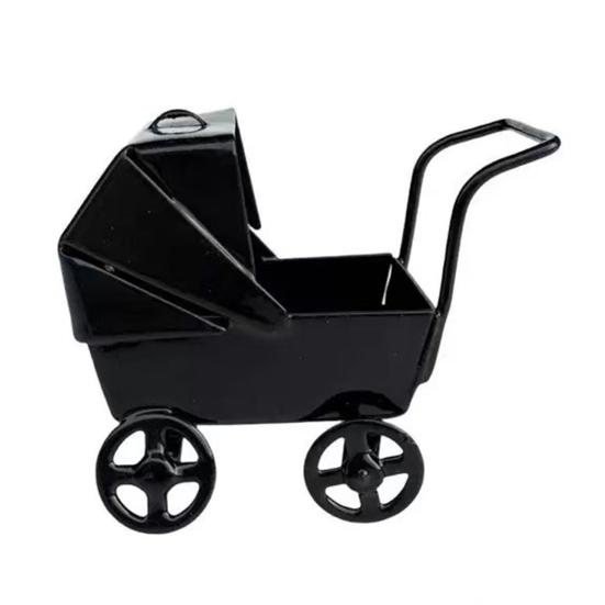 

1:12 Мініатюрна дитяча коляска Міні Іграшка-машинка для дитячої кімнати Маленька металева модель дитячої коляски для дітей Аксесуари для рольових ігор Меблі для лялькового будиночка чорний