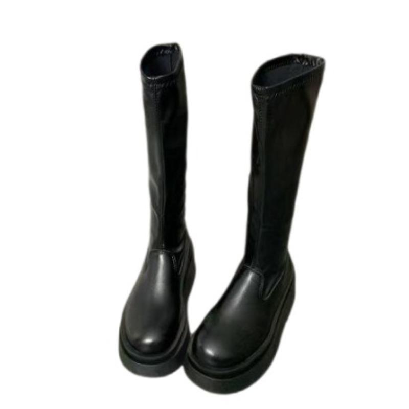 Women High Boots Flats Platform Shoes Elegant 2025 Trend New Winter Knee High Knight's Boots Dress Party Woman Botas