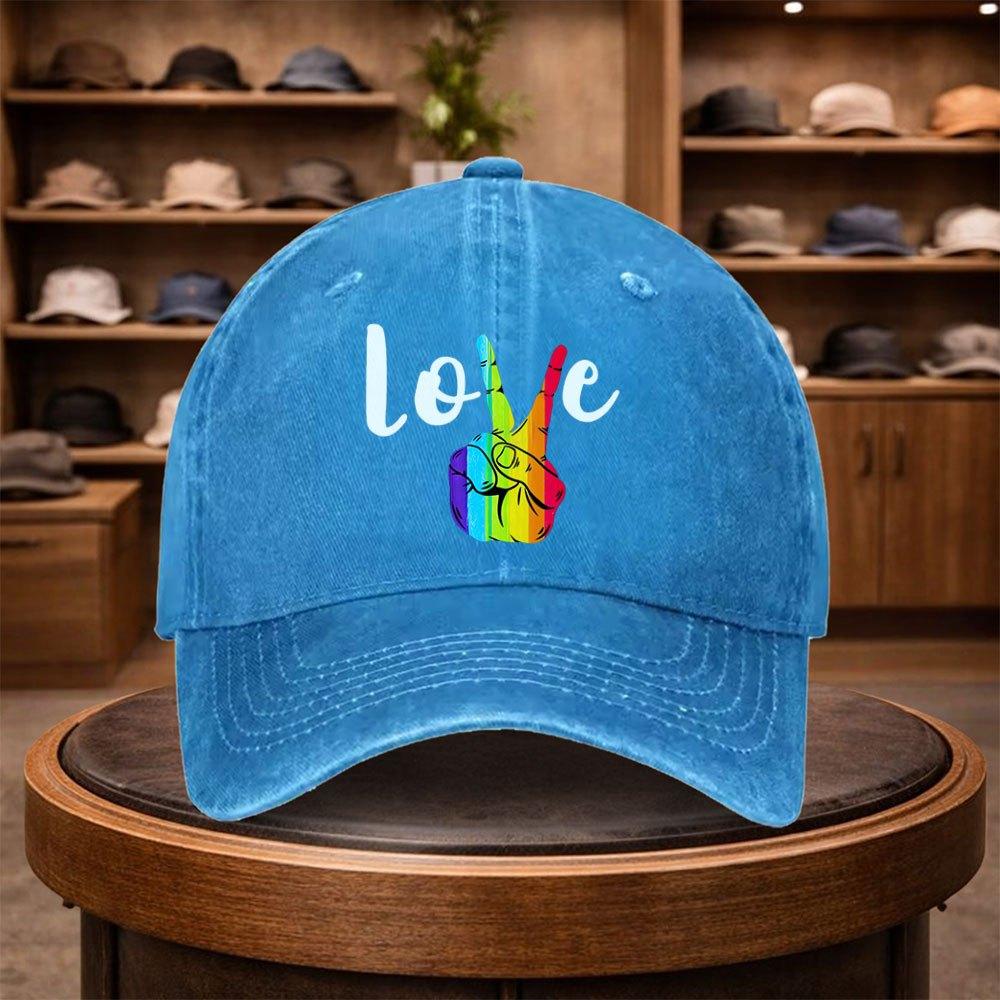 Mens Rainbow Peace Sign Baseball Cap Outdoor Fashion Adjustable Casual Hat Urban Style Lightweight Fashion Duckbill Cap Fo